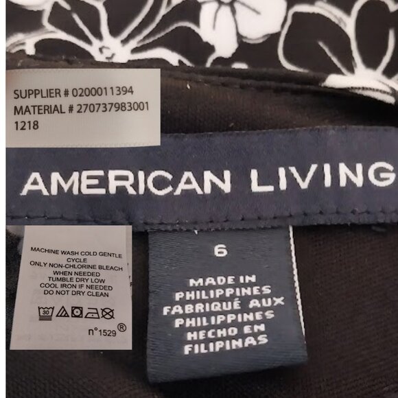 Ralph Lauren's American Living Women Fit & Flare Black/White Floral Midi Dress 6 - Picture 6 of 12